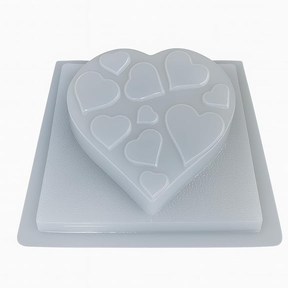 Heart Cluster Jello Mold 1.65 Liter Capacity 9x10 Plastic Gelatin Mold with Multiple Heart Shapes Romantic Reusable Dessert Mold Made in Mexico
