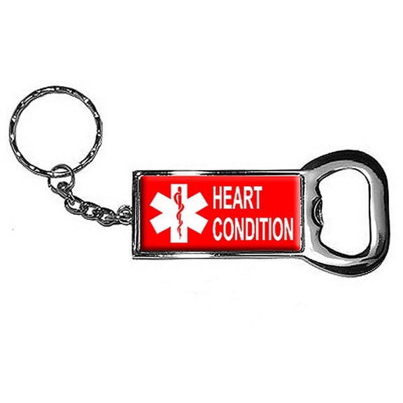 Heart Condition Keychain Key Chain Ring Bottle Bottlecap Opener