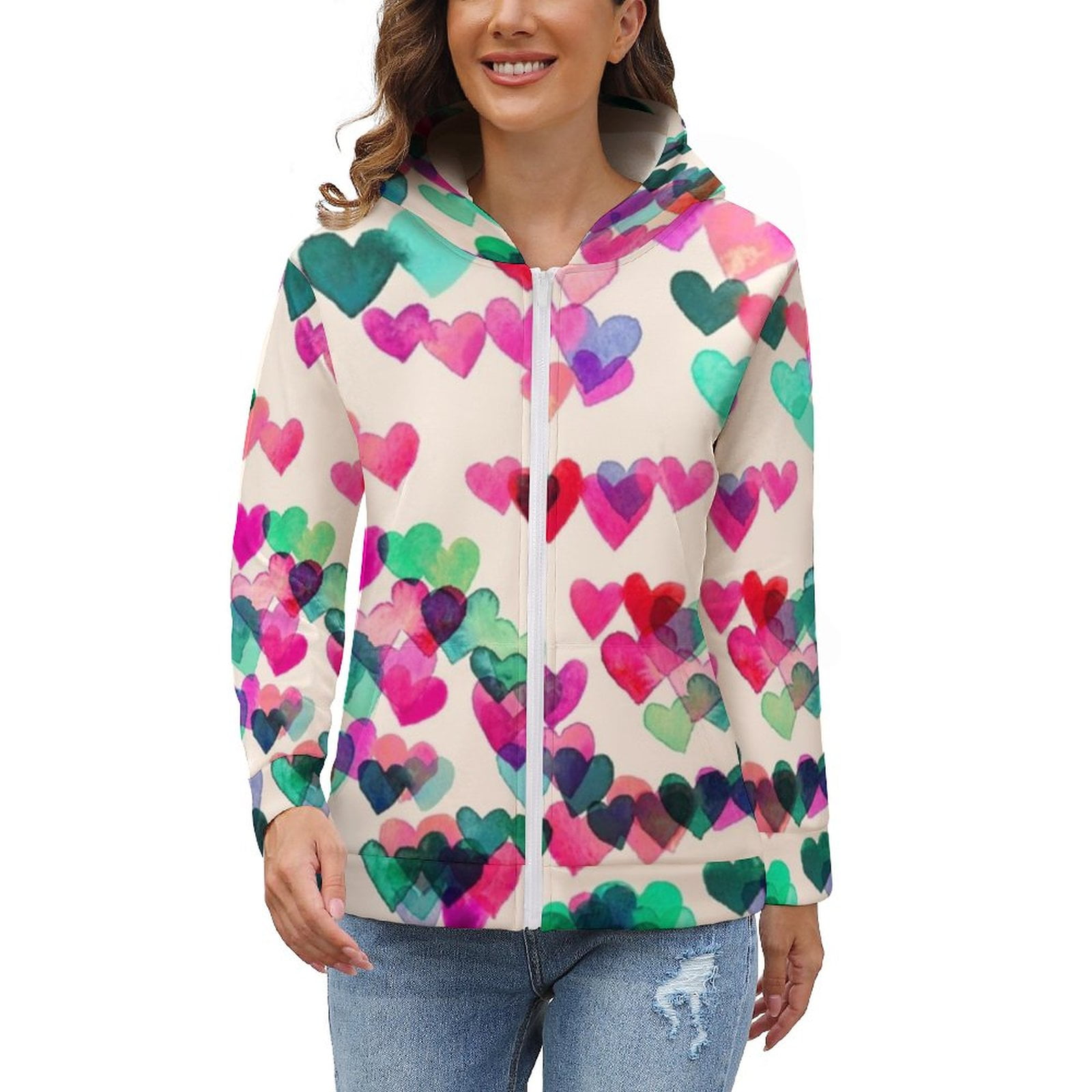 Heart Connections IiWatercolor Painting ( Color Variation ) Hooded