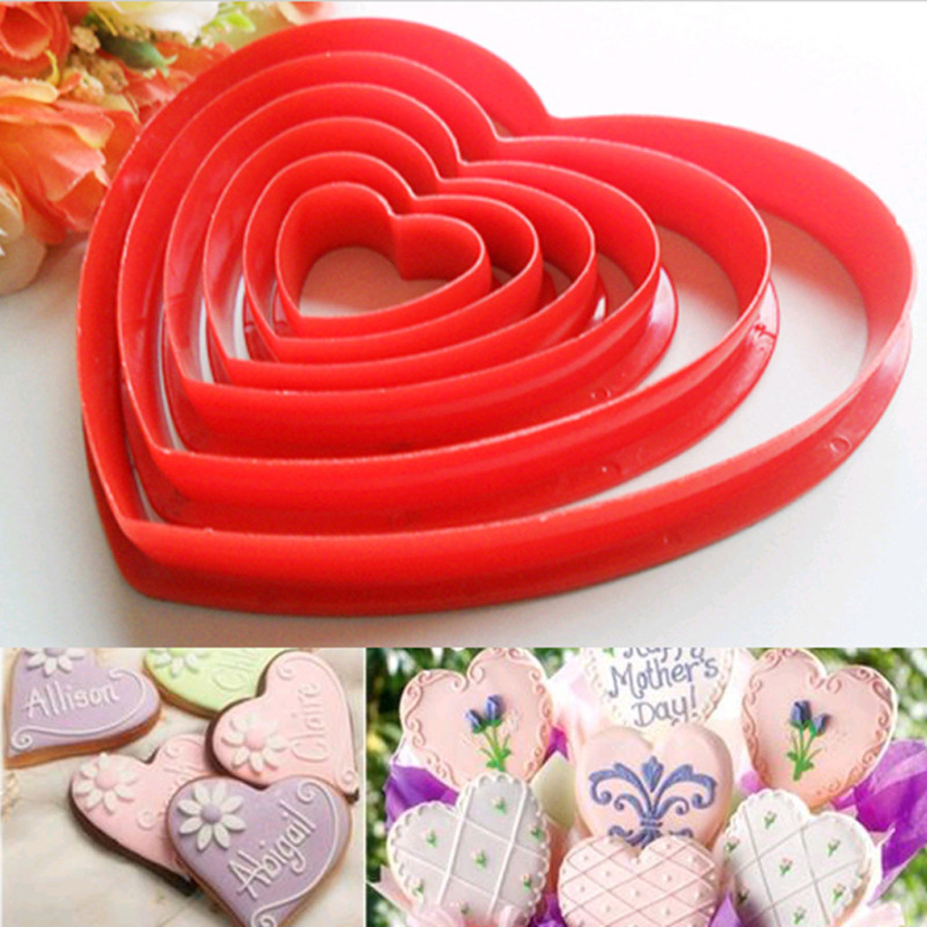 Heart Cookie Cutter,Heart Cookie Cutter Set,Heart Shaped Cookie Cutter,Love Heart Cookie Cutter,Cookie Cutters Biscuit Shapes Set,6pcs Cookie Molds Cutters,Heart Shaped Cookie Cutters Christmas