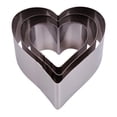 thumbnail image 1 of Heart Cookie Cutter Set - 3 Piece Biscuit Cutter, Pastry Donut Doughnut Cutter Set/Heart Shape Cookie Cutters Baking/Metal Heart Cake Molds Valentine's Day, 1 of 6