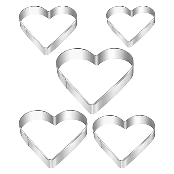 Heart Cookie Cutter Set, 5 Pieces Heart Cookie Cutter, Stainless Steel Small Heart-shaped Molds, Fondant Biscuit Fruit Cutters for Valentines Day, Holiday, Birthday, Party Supplies