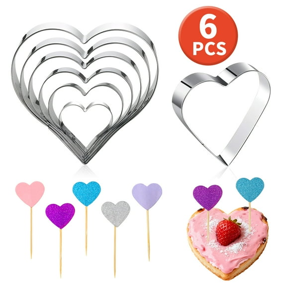 Heart Cookie Cutters Valentines Baking Supplies Stainless Steel Heart Shaped Biscuit Cutters Heart Cutters Baking Tool for Food Design 3