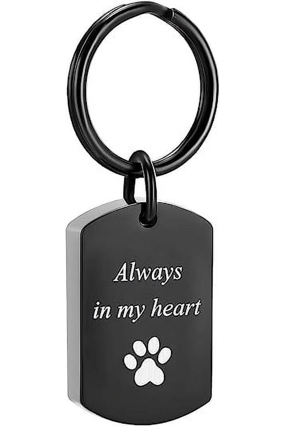 Heart Cremation Ash Urn Keychain for Pet Ashes Paw Print Memorial Ash Jewelry Pet Keepsake Urn Key Chain for Ashes for Dog Cat