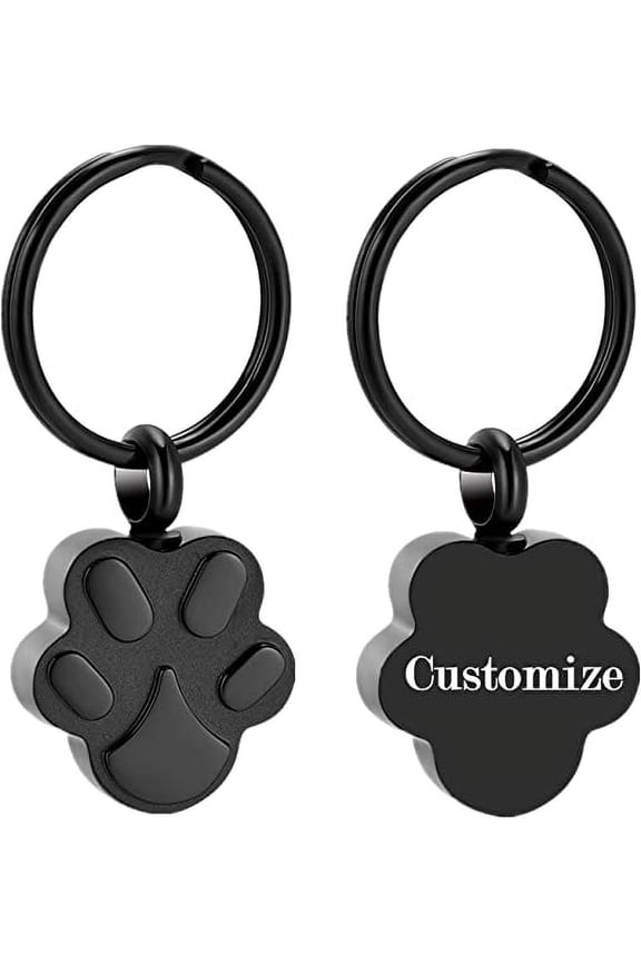 Heart Cremation Ash Urn Keychain for Pet Ashes Paw Print Memorial Ash Jewelry Pet Keepsake Urn Key Chain for Ashes for Dog Cat