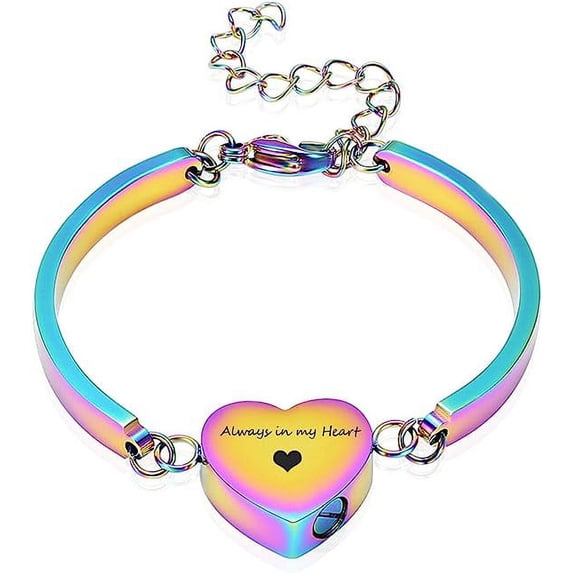 Heart Cremation Bracelet for Ashes Memorial Jewelry Stainless Steel Heart Shape Urn Pendant Bangle Loved Ones Funeral Ashes Holder Keepsake Gift