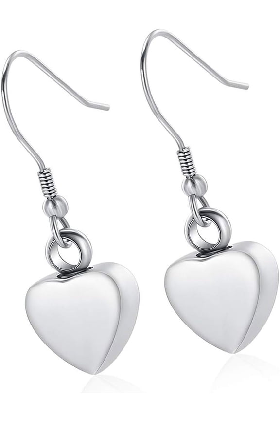 Heart Cremation Jewelry Drop & Dangle Earrings for Ashes Stainless Steel Memorial Urn Earrings Keepsake Memorial Pendant Ash Jewelry