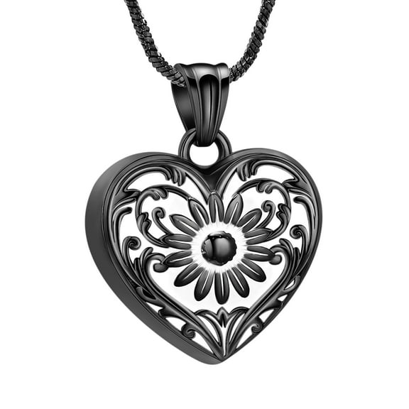 Heart Cremation Jewelry Sunflower Urn Necklace for Ashes Stainless Steel Ashes Pendant for Women Men Keepsake Necklace Memorial Ashes Jewelry