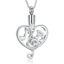 Heart Cremation Jewelry Urn Necklace for Ashes & Music Note Keepsake Pendant Memorial Ashes Necklace of Loved One for Women Men