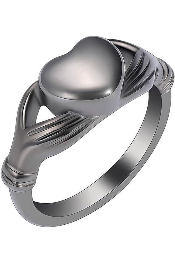 Heart Cremation Jewelry Urn Ring for Ashes Women Finger Ring Keepsake Memorial Jewelry Hold Loved Ones Ashes NO.6-NO.10