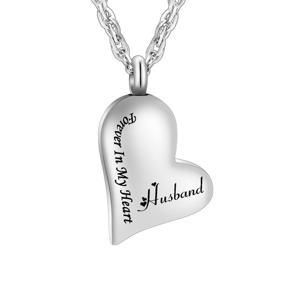 Heart Cremation Jewelry for Ashes Holder Urn Necklace for Husband Memorial Urn Pendants with Chain