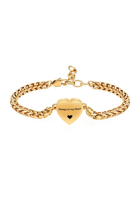 Heart Cremation Memorial Urn Bracelet for Ashes for Women Stainless Steel Adjustable Keepsake Bangle