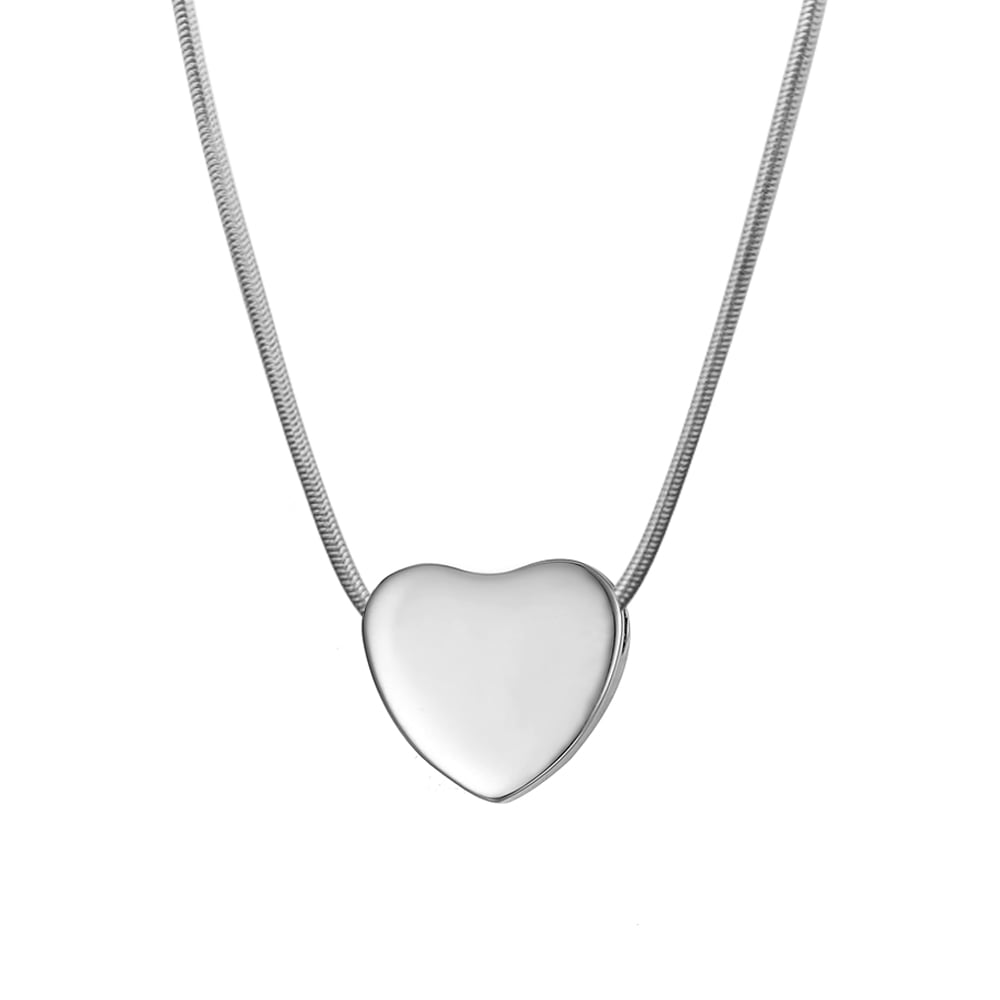 Heart Cremation Necklace, Silver Necklace for Ashes, Memorial Ashes Keepsake Urn Necklace, Urn Ashes Necklace for Woman, Urn Jewelry Pendant with Funnel Kit and Box [Silver, No Engraving]