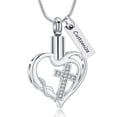 thumbnail image 1 of Heart Cremation Urn Necklace for Ashes Crystal Urn Necklace for Ashes for Women Heart with Cross Cremation Necklace Jewelry Women's Souvenir Heart Shape Pendant, 1 of 8