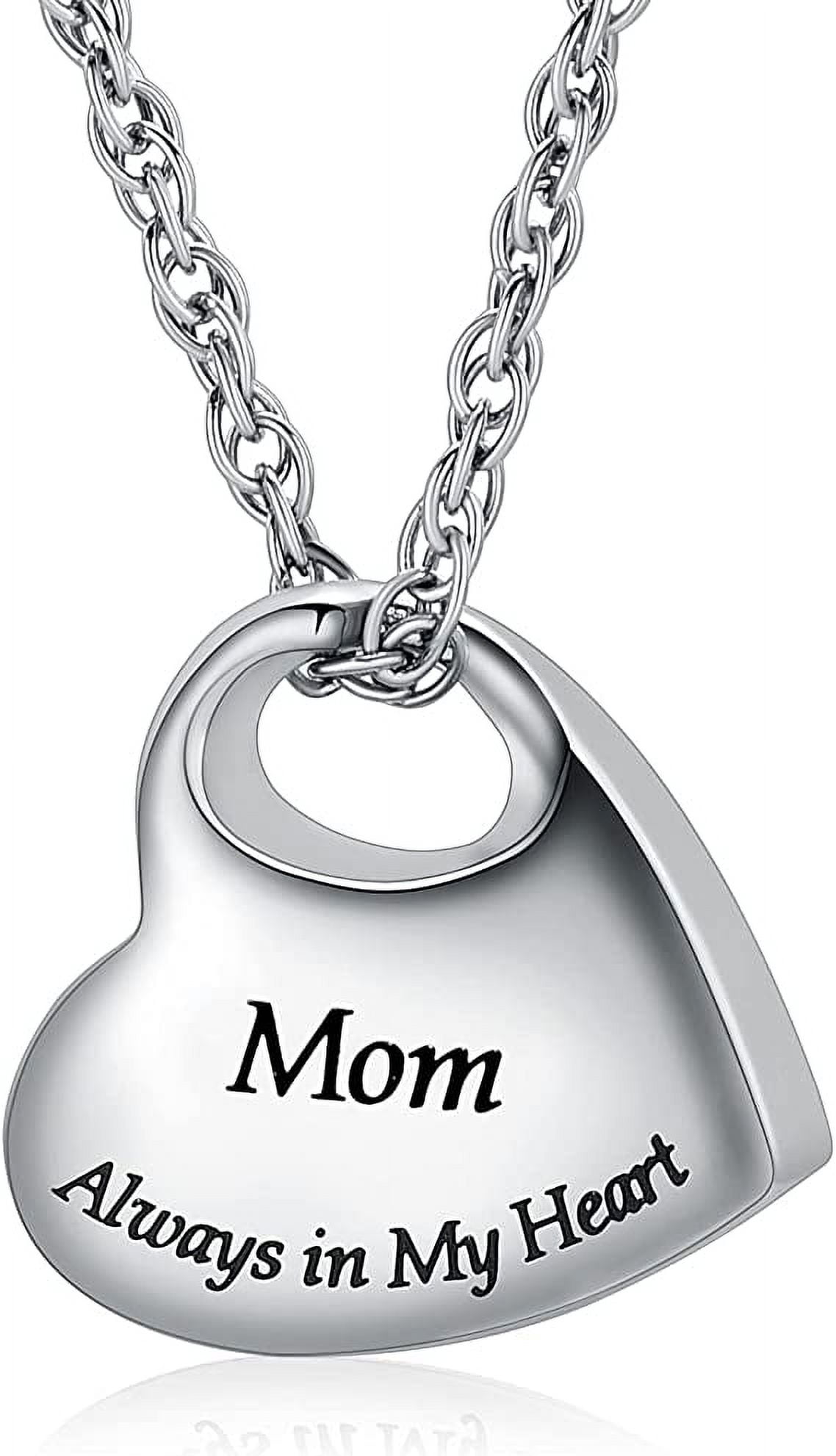 Mom, Love You Forever Heart With Rhinestone - Cremation Urn Necklace –  Cherished Emblems