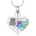 thumbnail image 1 of Heart Cremation Urn Necklace Pendant for Human Ashes - A Piece of My Heart Lives in Heaven Memorial Keepsakes Cremation Jewelry, 1 of 7