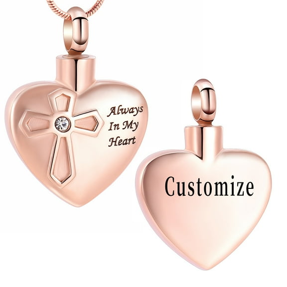 Heart Cremation Urn Necklace for Ashes Cross Urn Jewelry Carved Stainless Steel Keepsake Memorial Pendant