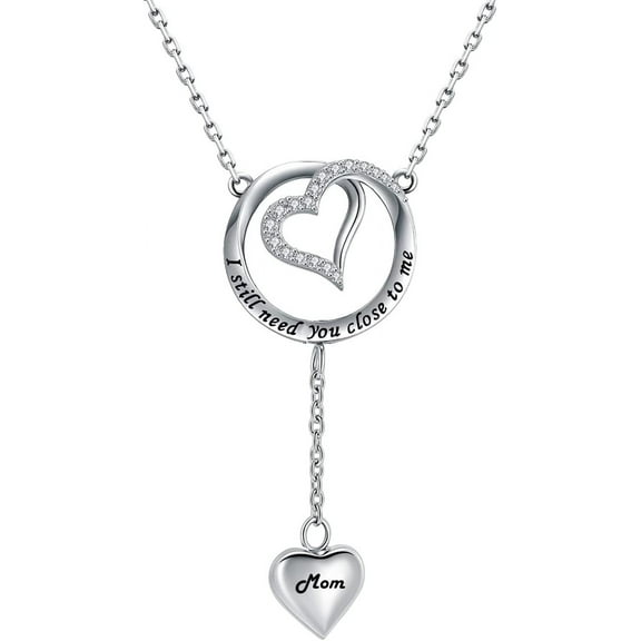 Heart Cremation Urn Necklace for Ashes Jewelry Memorial Circle Necklace - I Still Need You Close to Me - for Mom/Dad/Grandma/Grandpa