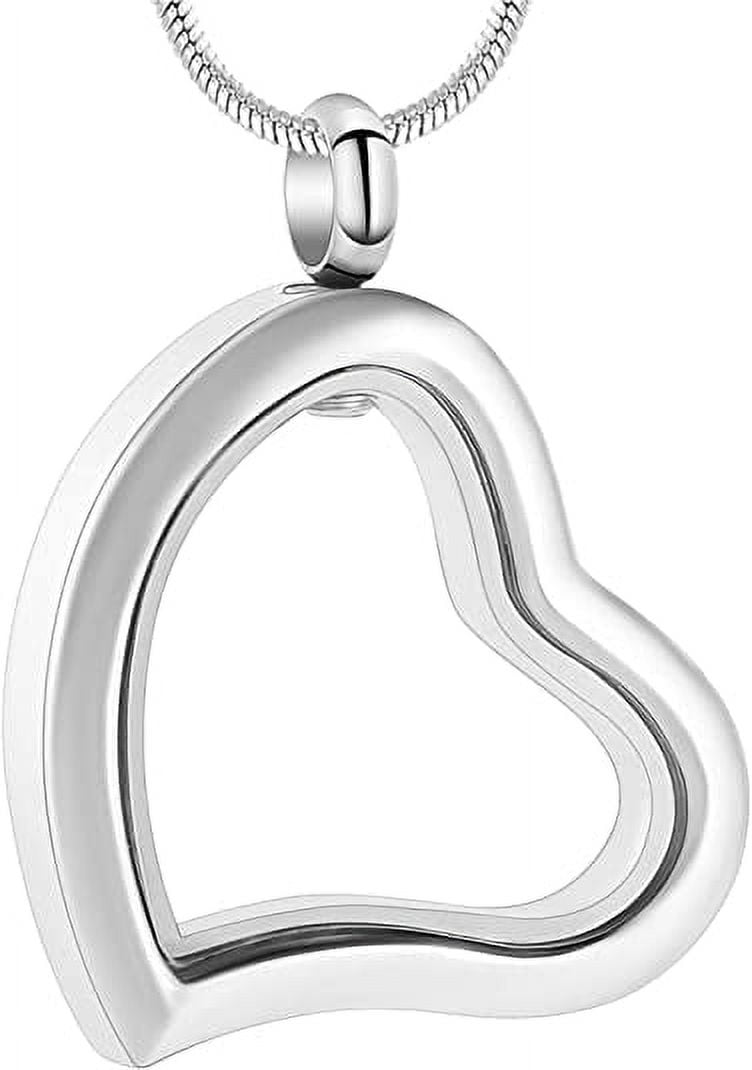 Heart Cremation Urn Necklace for Ashes for Memorial Stainless Steel
