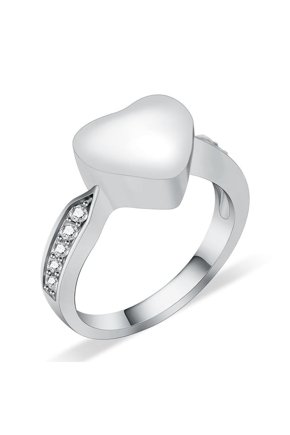 Heart Cremation Urn Ring for Ashes Keepsake Urn Jewelry Memorial Ring for Women Stainless Steel Heart Shape Urn Ring for Ashes Cremation Memorial Jewelry