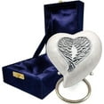 thumbnail image 1 of Heart Cremation WHITE Urn for Human Ashes Adult Funeral Decorative Angel Wings Urn for Women and Men Carefully Handcrafted Keepsake Cremation Heart Shaped Urn Comes with Stand & Gift Box (WHITE WING), 1 of 7