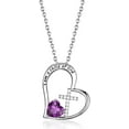 thumbnail image 1 of Heart Cross Birthstone Necklace for Women Baptism Gift First Communion Gift Easter Birthday Gift Christmas Gift, 1 of 5