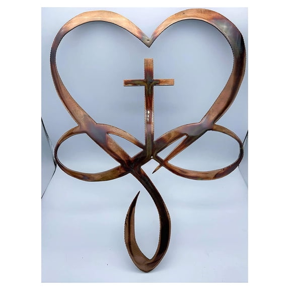 Heart Cross Infinity Symbol Metal Wall Art 24" tall
