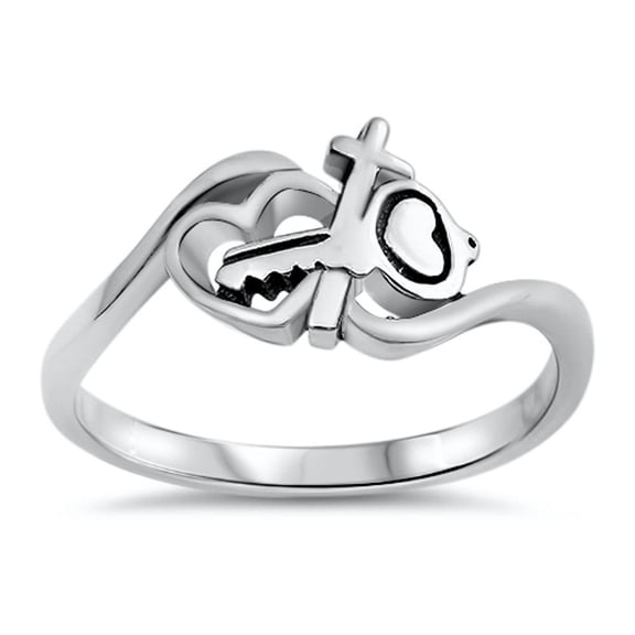 Heart Cross Key Infinity Love Knot Ring .925 Sterling Silver Band Jewelry Female Male Unisex Size 8