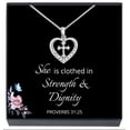 thumbnail image 1 of Heart Cross Pendant Necklace, Bible Verse Card Religious Christian Jewelry, Baptism, Presents, Graduation, Christmas, Stocking Stuffer Gift for Teens, Women by SheridanStar (Silver), 1 of 6