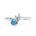 thumbnail image 1 of Heart & Cross Ring Oxidized Ring Band Lab Created Opal 925 Sterling Silver Size 8, 1 of 5