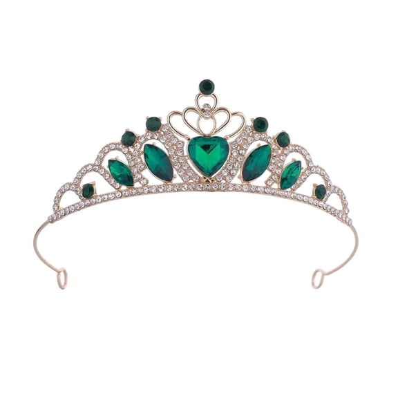 Heart Crown for Women, Princess Tiara with Crystal Accents for Happy Birthday Party Decorations, Pageant, and Bridal Hair Accessories