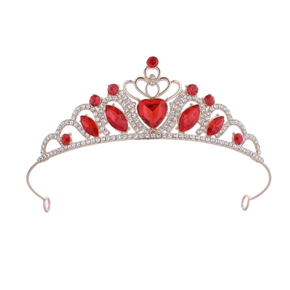 Heart Crown for Women, Princess Tiara with Crystal Accents for Happy Birthday Party Decorations, Pageant, and Bridal Hair Accessories
