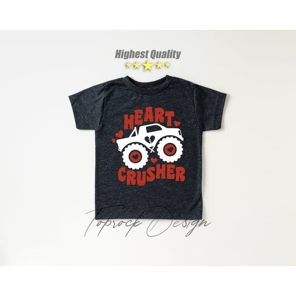 Heart Crusher Monster Truck Valentines Day Tshirt, Boy Valentines Day Shirt, Boy Valentines shirt, Boy Valentine tee, V Day Tee All Size S-5Xl