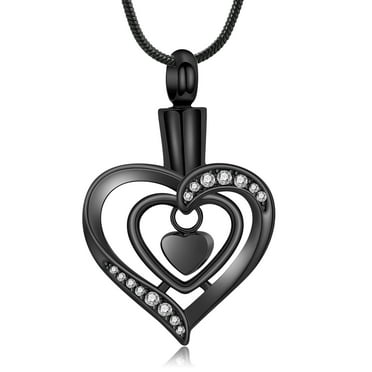 Heart Crystal Cremation Jewellery Urns For Ashes Stainless Steel Keepsake Necklace