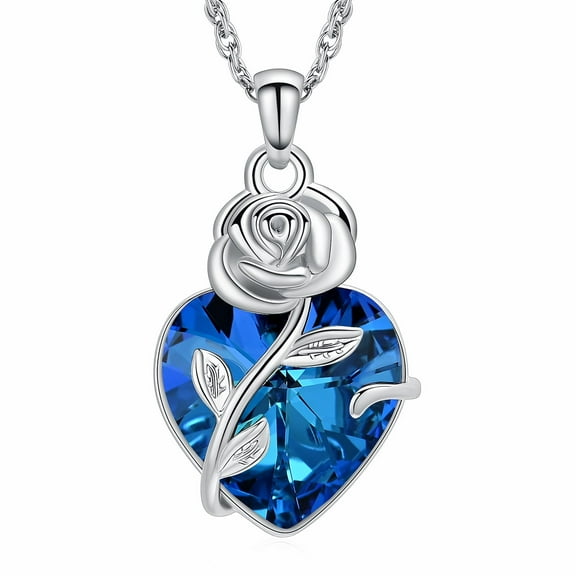 Heart Crystal Cremation Jewelry Roseflower Urn Necklace for Ashes Stainless Steel Ashes Pendant for Women Men Keepsake Memorial for Jewelry