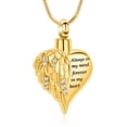 thumbnail image 1 of Heart Crystal Setting Wing Cremation Jewellery Urns For Ashes Keepsake Necklace Always on my mind forever in my heart, 1 of 6
