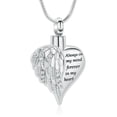 thumbnail image 1 of Heart Crystal Setting Wing Cremation Jewellery Urns For Ashes Keepsake Necklace Always on my mind forever in my heart, 1 of 6