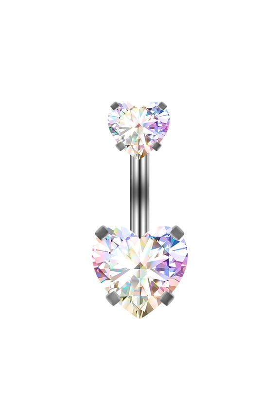 Heart Cubic Zirconia Belly Button Rings 316L Surgical Stainless Steel Piercing Rings Curved Barbell Body Jewelry for Women DIY