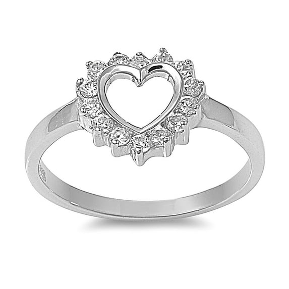 Heart Cubic Zirconia Ring Sterling Silver 925