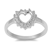 Heart Cubic Zirconia Ring Sterling Silver 925