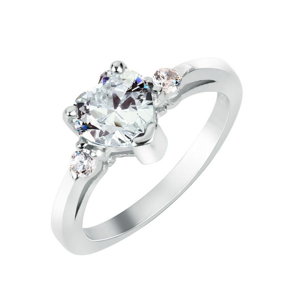 Heart Cubic Zirconia Ring Sterling Silver Size 10