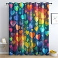 thumbnail image 1 of Heart Curtains For Bedroom - Heart Blackout Curtains For Bedroom Living Room, Colorful Ombre Curtains & Home Decor, Girls Window Curtains 21"W x 45"L (Pack of 2), 1 of 6