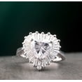 thumbnail image 1 of Heart Cut Diamond Engagement Ring, Perfect Proposal Ring For Her, Baguette Halo Diamond Wedding Anniversary Ring, 925 Sterling Silver, 2.3 Ct Simulated Diamond, Promise Ring, 1 of 4