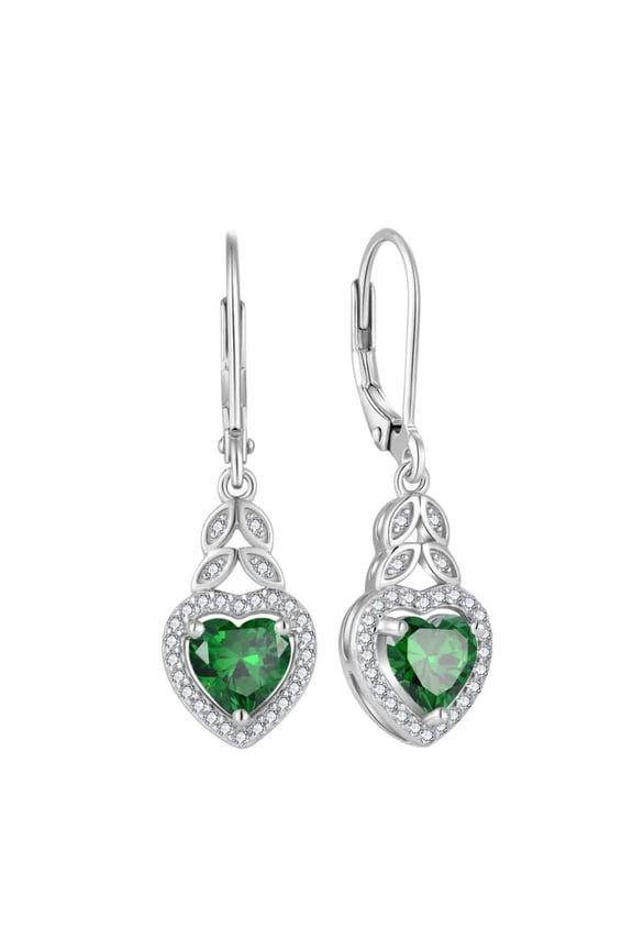 Heart Cut Lab-Created Emerald and Moissanite Earrings in 925 Sterling Silver – Elegant Design, Ethical Gemstones, and Timeless Beauty for Her