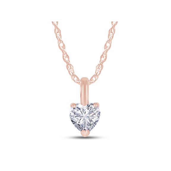 Heart Cut Lab Created Moissanite Diamond Solitaire Pendant Necklace 14K Rose Gold Plated Sterling Silver(G-H Color,VVS1 Clarity,0.50 Cttw)