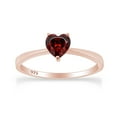 thumbnail image 1 of AFFY Heart-Cut Simulated Red Garnet January birthstone Solitaire Ring In 14K Rose Gold Over Sterling Silver (0.25 Cttw), 1 of 6