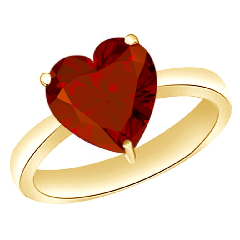 Heart-Cut Simulated Red Garnet January birthstone Solitaire  display picture 2