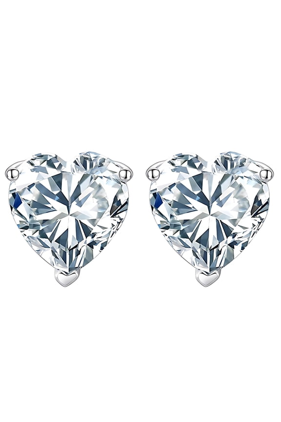Heart Cut Stud Earrings for Women 5 Ct Simulated Diamond Sterling Silver Ginger Lyne