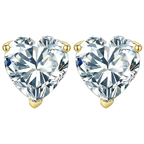 Heart Cut Stud Earrings for Women 5 Ct Simulated Diamond Sterling Silver Ginger Lyne