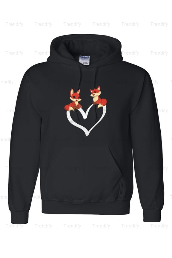 Heart Cute Foxes Nature Forest Animal Lover Graphic Hoodie M3081850, Up to Size 5XL